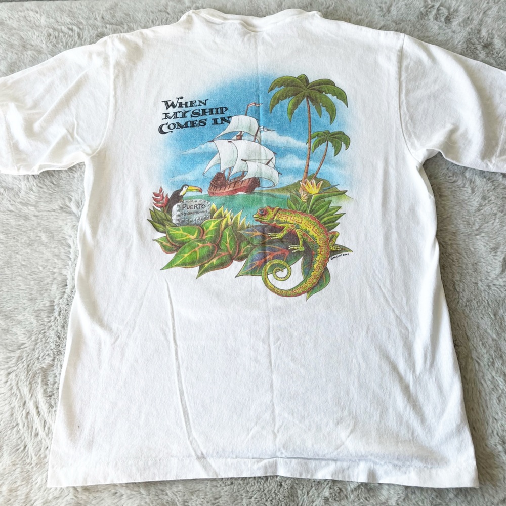 VINTAGE Clint Black 1992 Single Stitch T-Shirt With Ship Graphic on Back